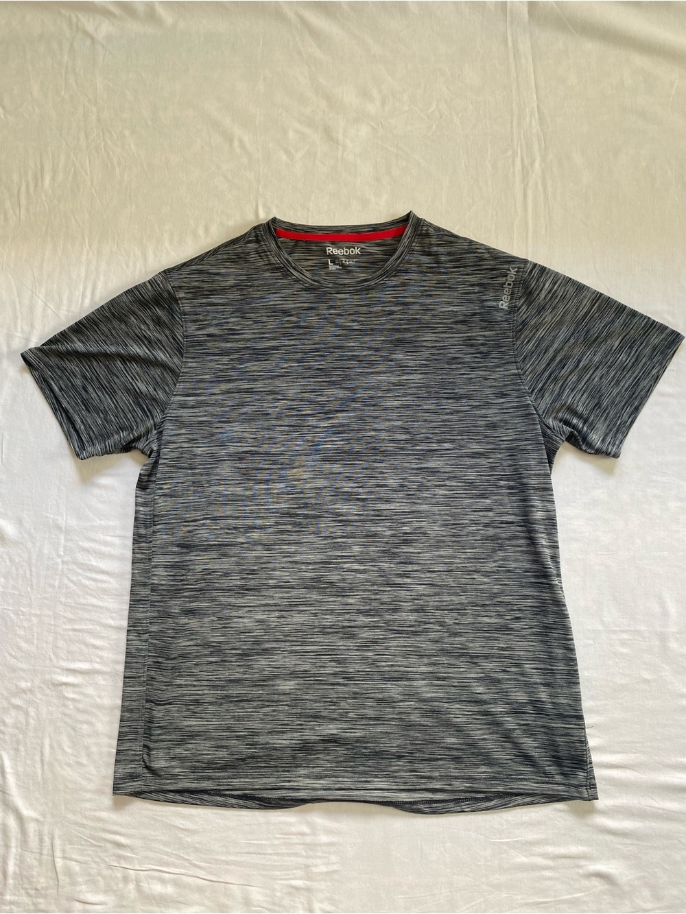 Reebok Men’s Heathered Black and Gray Short Sleeve Performance Tee - Size L